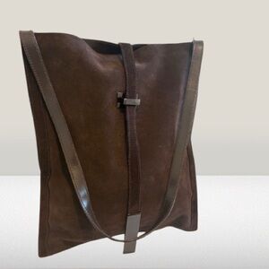 Gucci Vintage Brown Suede Leather Tote Bag